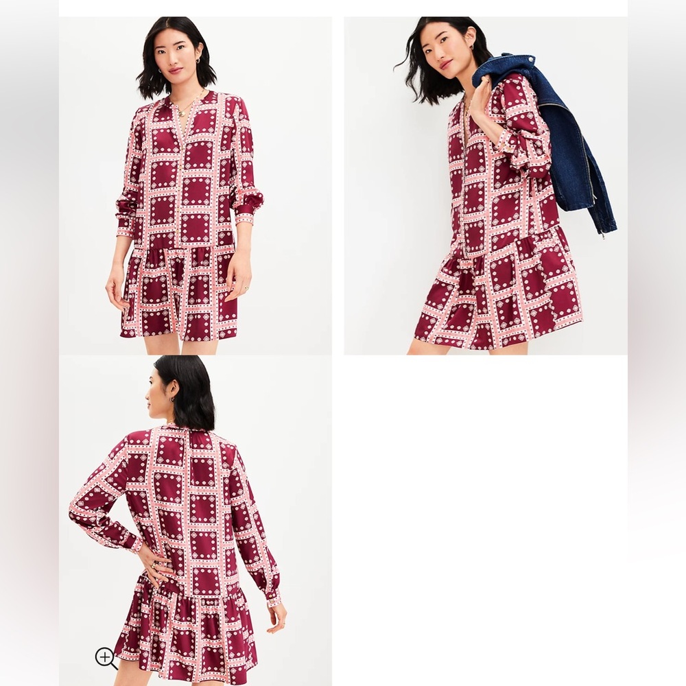 LOFT block print style drop-waist shirt dress, size XL